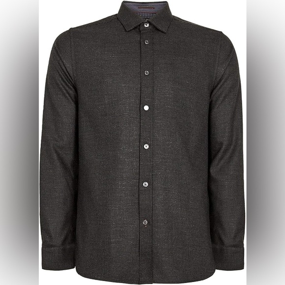 Ted Baker NWT Velos Textured Geo Print Slim Fit Button Down Shirt in Grey XS / 1 - Picture 5 of 8